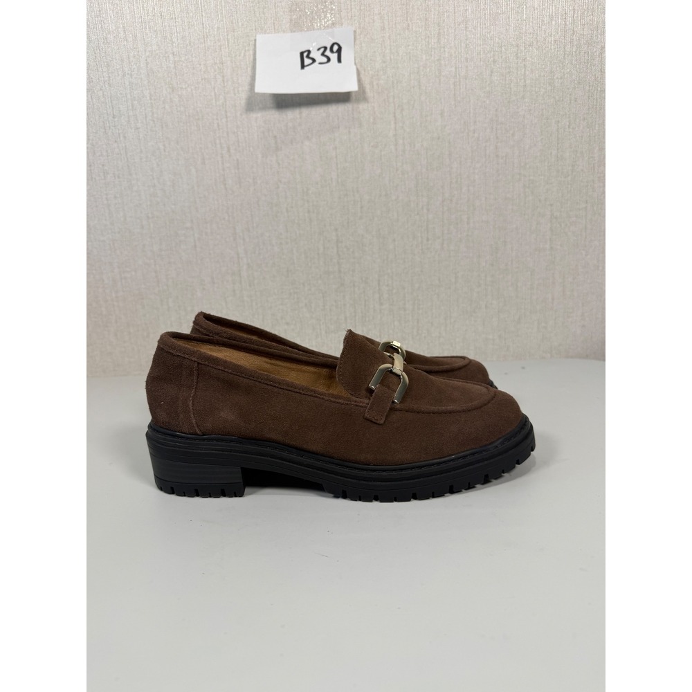Kelly & Katie Shoes Womens 7.5 M Maddie Platform Loafers Brown Leather Casual